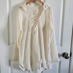 Billabong Medium Same Story Gauze Beach Swim Coverup with Hood